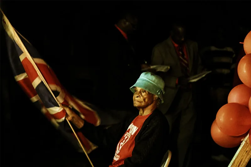 Event attendee with a flag